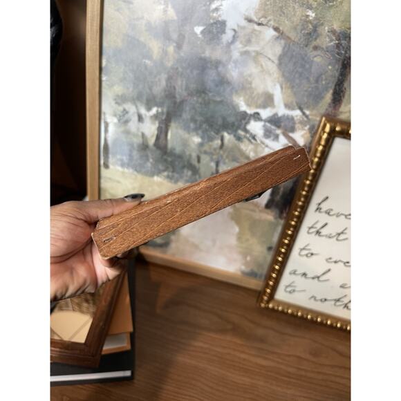 Wood Framed Mini Mirrors Set of 2 Vintage Boho Eclectic Wall Decor - Picture 4 of 14